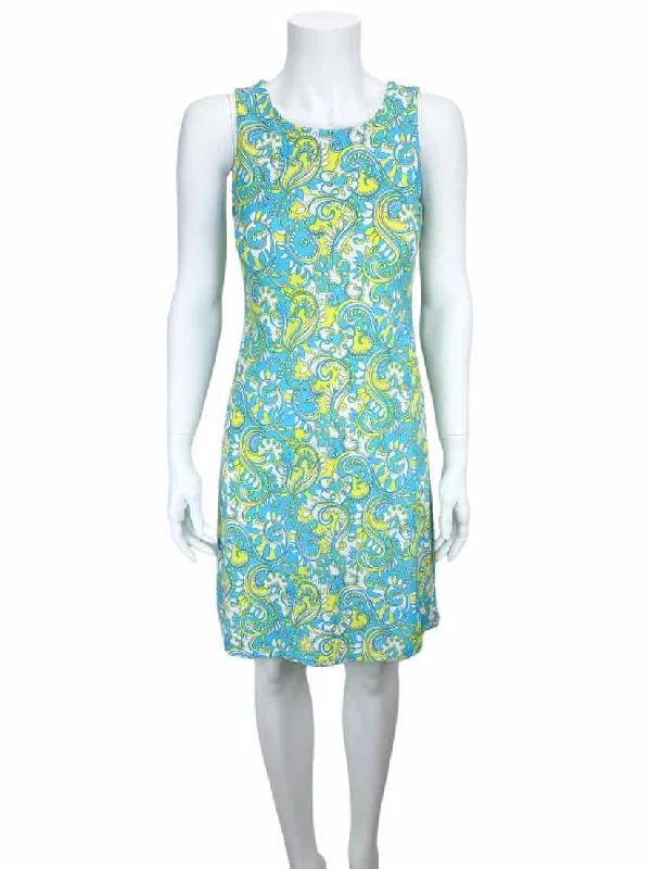 Jude Connally Women's Beth Paisley Tank Dress Aqua/Yellow Size XS