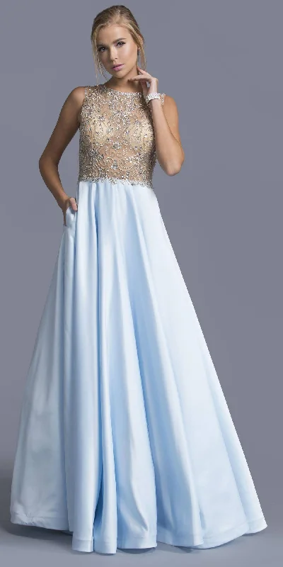 Aspeed L2064 Illusion Beaded Long Dress with Pockets