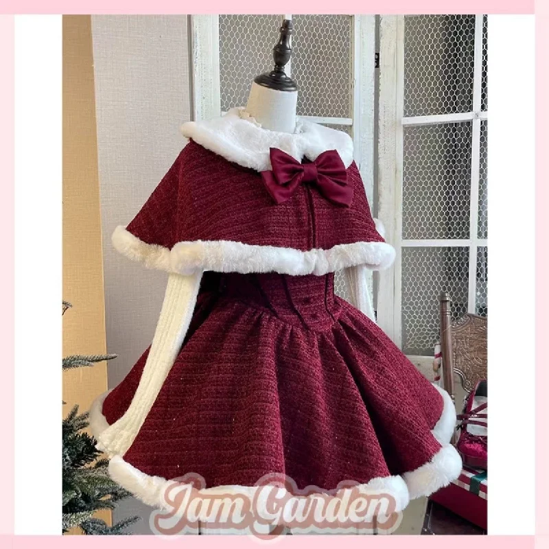 [Little Snowfall] - Christmas & New Year Red Dress Set