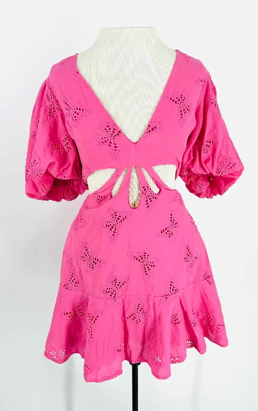 Lovers + Friends Size XS Pink Butterflies Eyelet NEW Designer Dress