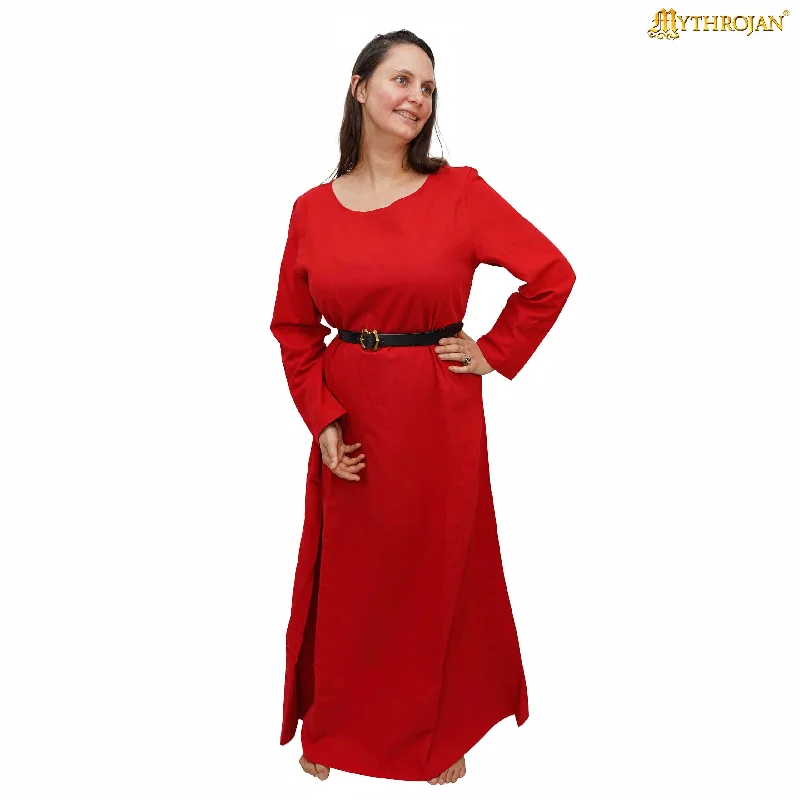 Mythrojan Xth-XVth century Medieval Dress for LARP SCA Renaissance Fair & reenactment, Color : RED