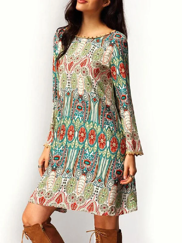 New Day Bohemian Print Chiffon Dress