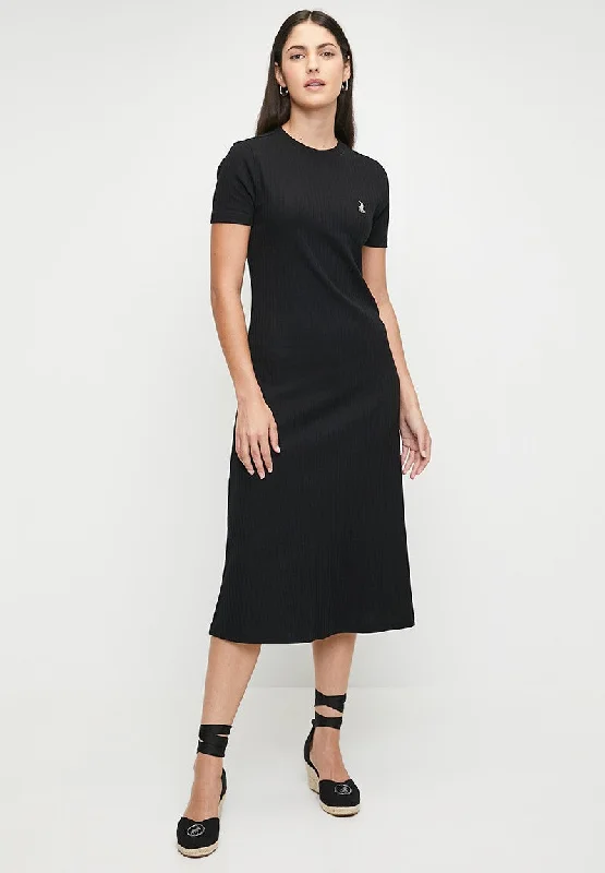 Polo Wmn Lucy Ss Casual Rib Dress Black