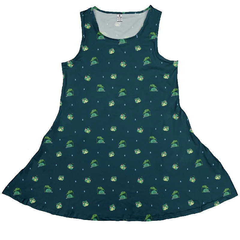 Raining Frogs Dark Teal Dress