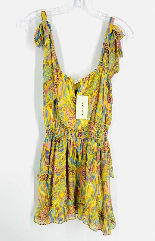Ramy Brook Size XS Yw/Bl/Pk Print Tiered NEW Designer Dress