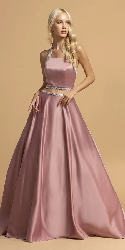 Aspeed L2198 Two-Piece Satin Long Dress with Pockets