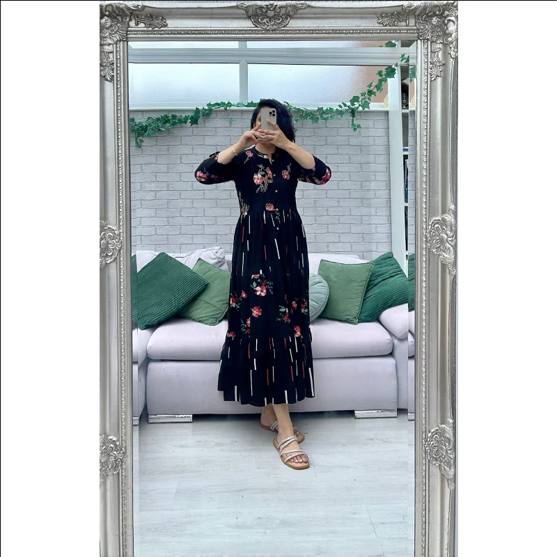 Viscose Print Embellished Dress