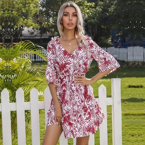 Women Fashion Print Dress Short