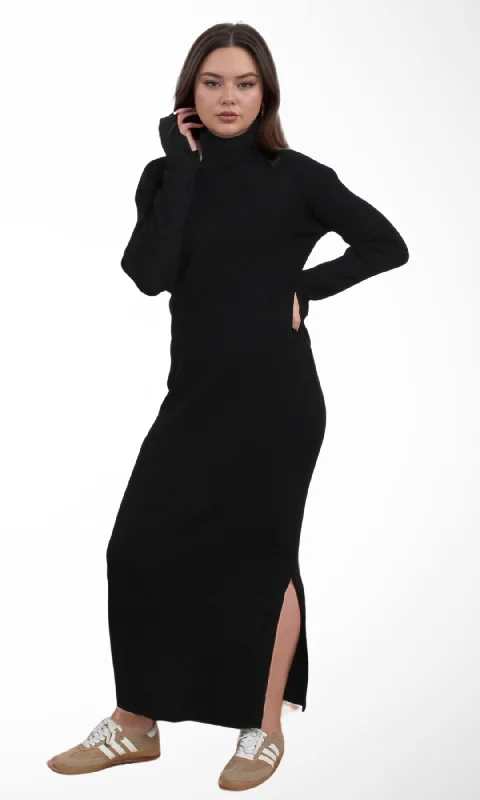 Women Tight Dress Turtle Neck (Black)
