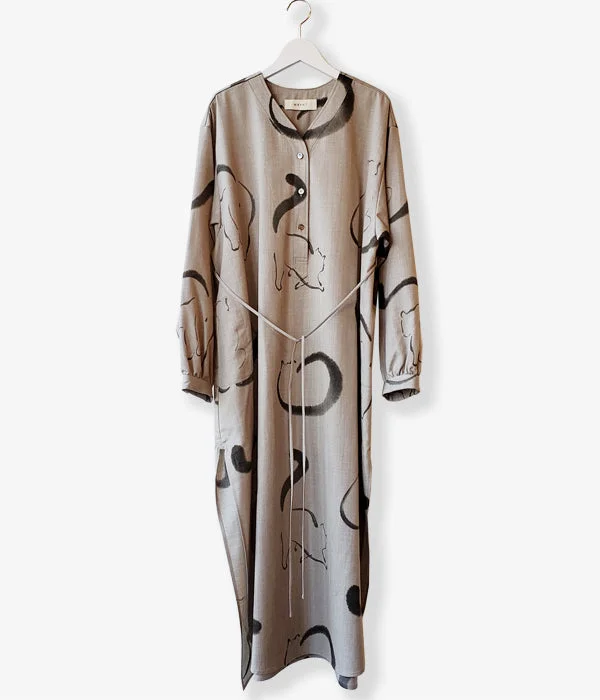 WRYHT/SLIT NECK PAJAMA DRESS(FOG/size1)