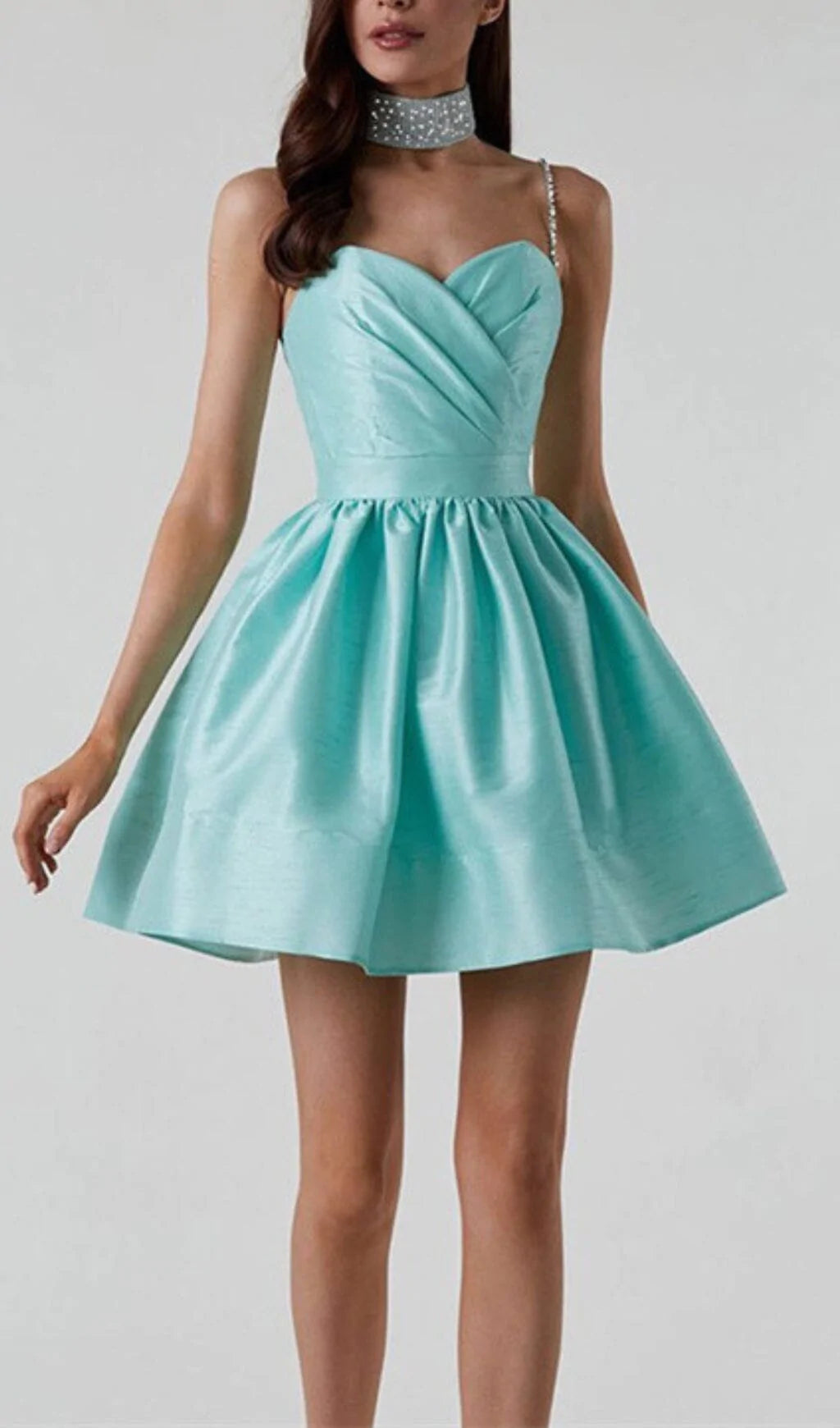 DIAMOND SUSPENDER DRESS IN MINT GREEN Tunics Occasion special