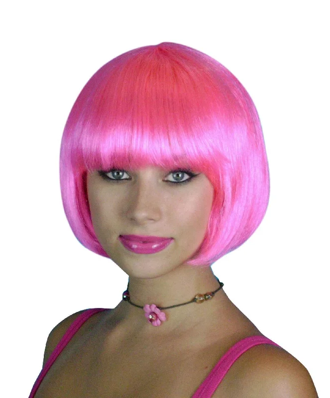Stephanie Bob Hot Pink Wig Fancy Dress Costume Accessory Tunics Distressed trendy