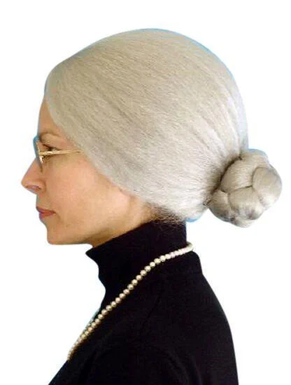 Old Woman Grey Costume Wig Granny Fancy Dress Tunics Versatile all-occasion