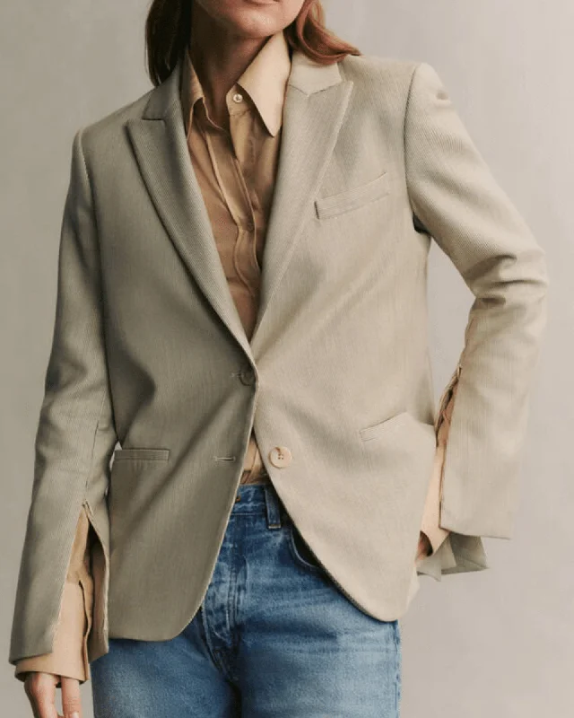 Boyfriend Blazer With Zipper Women's Luxury Jacket