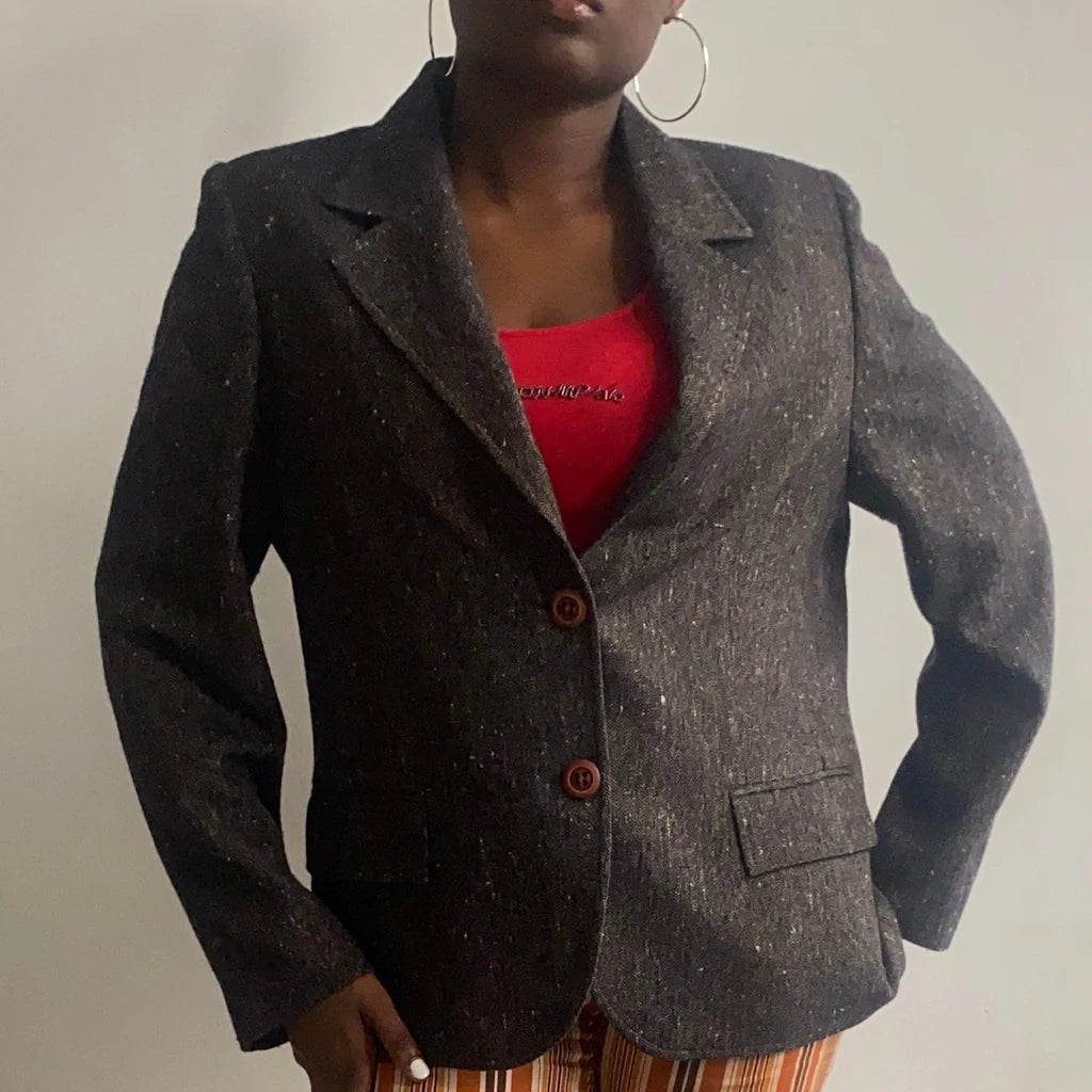 Linexline Blazer - XL Grey Wool Blend Women's Brand Blazer