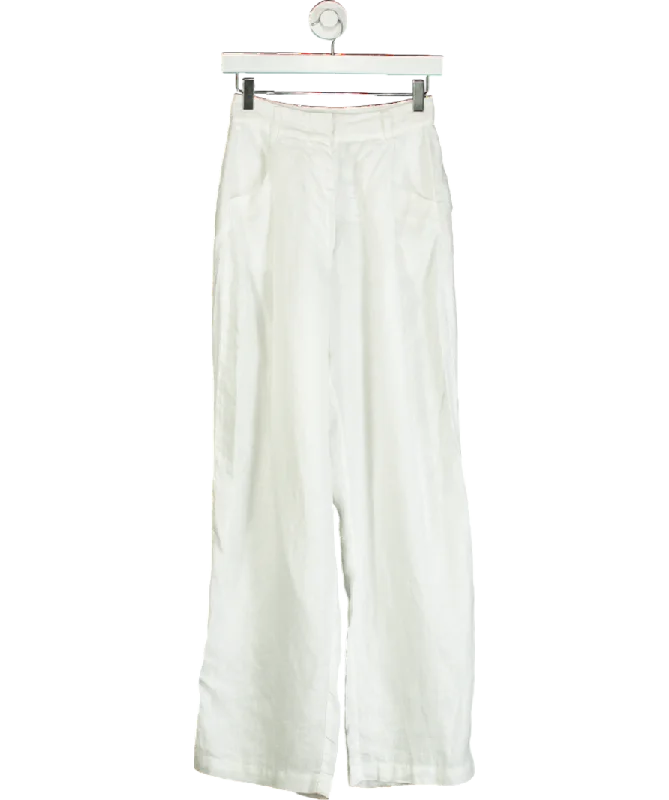 aexae White Linen High-rise Trouser UK XS Trousers Business Professional