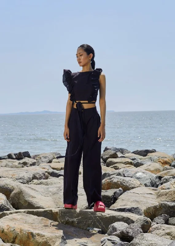 Black High-Waisted Trouser Trousers Travel Practical