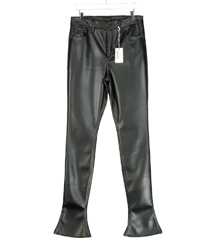Good American Black Faux Leather Slim Bootcut Trousers W31 Trousers High Rise Slim Fit