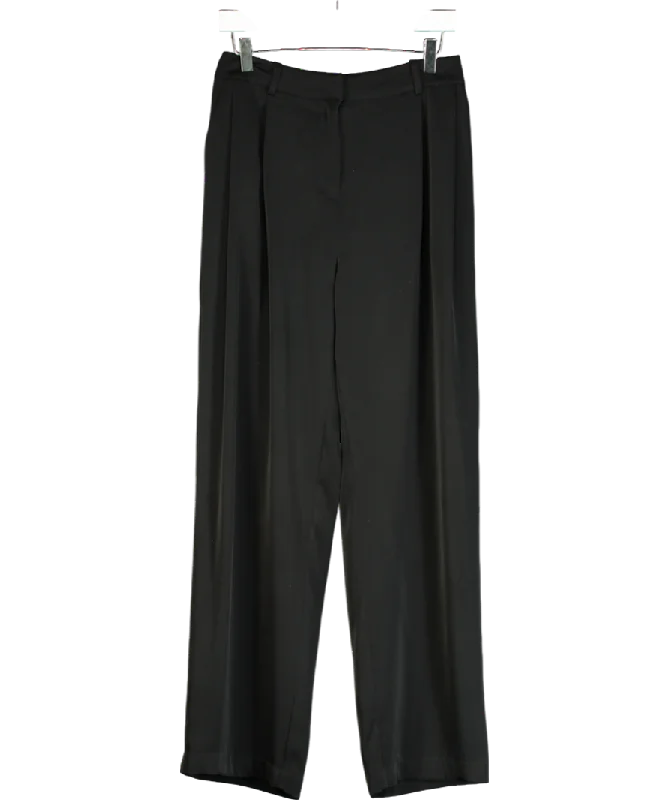 Hush Brown Cecilly Satin Wide Leg Trousers UK 10 Trousers Silk Elegant