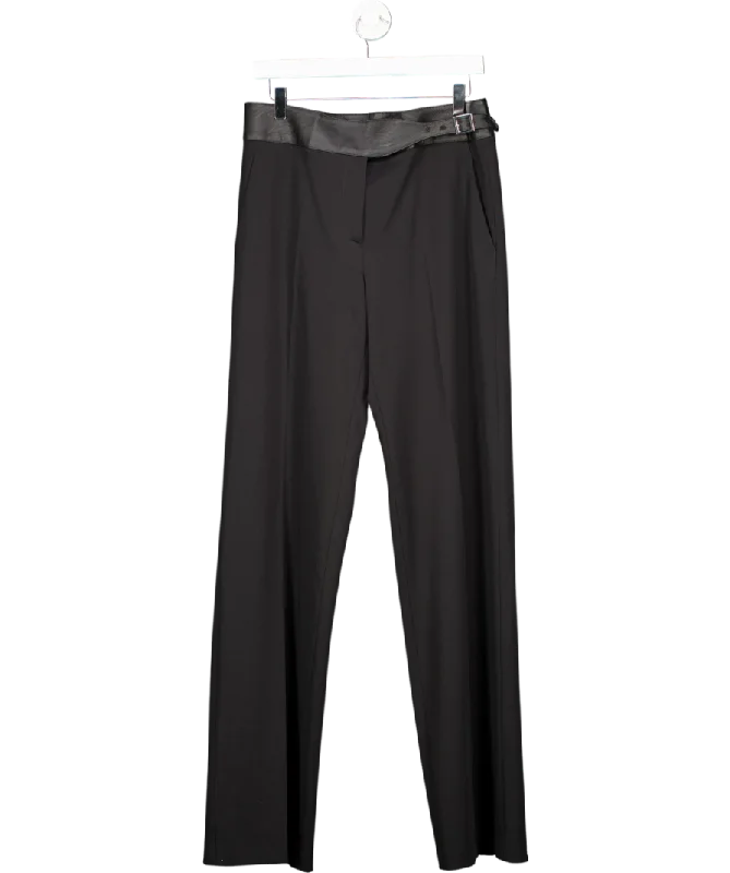 Liviana Conti Black Trousers With Eco-leather Waistband UK 12 Trousers Ceremony Elegant