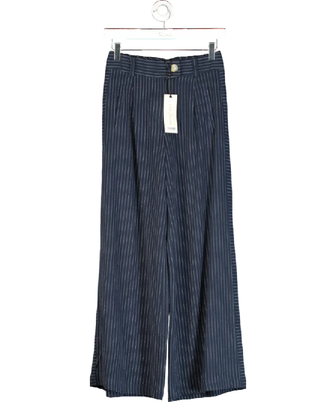 Loves & Roses Blue Tailored Pinstripe Wide Leg Trousers UK 6 Trousers Polka Dot Cute