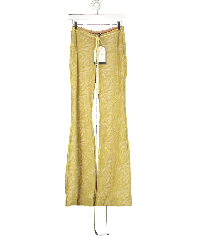 Mistress Rocks Yellow Olive Print Trouser UK S Trousers Gym Athletic