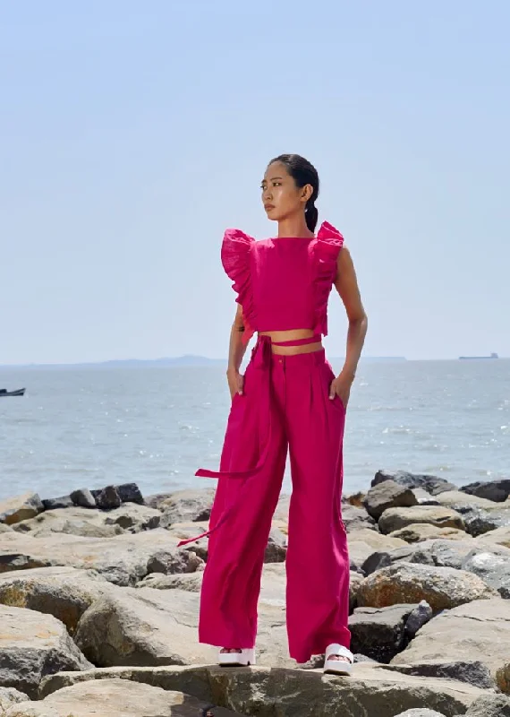 Pink High-Waisted Trouser Trousers Wedding White