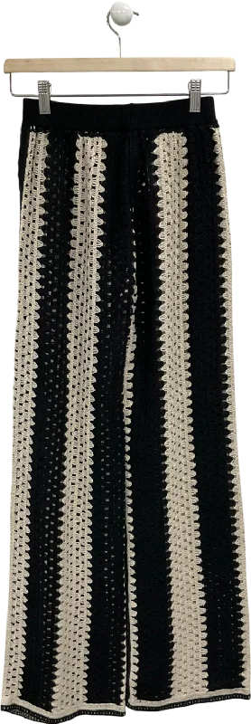 River Island Black Striped Crochet Trousers UK XS Trousers Office Stylish