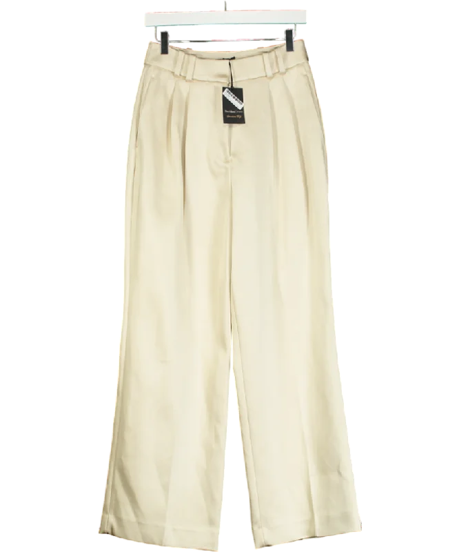 River Island Cream Bonded Satin Wide Leg Trouser UK 6 Trousers Cargo pockets