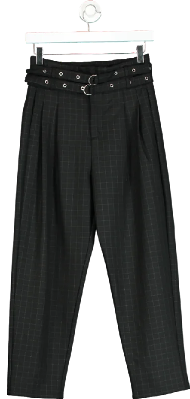 S.Deer Black Tailored Wide Leg Trousers UK S Trousers Floral Bohemian