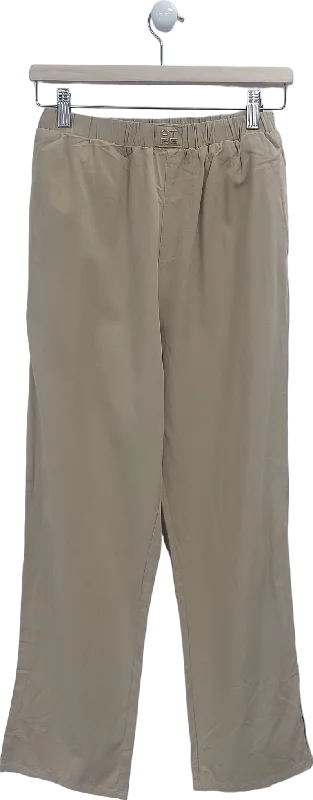 The Couture Club Beige Embroidered Emblem Trousers UK 6 Trousers Evening Elegant